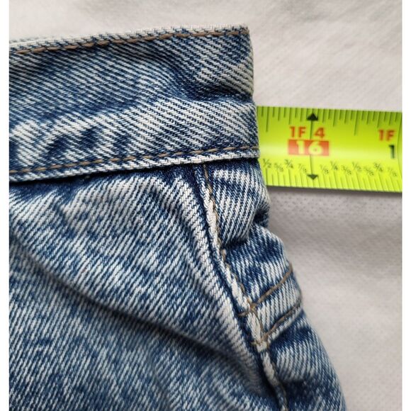 Vintage 80s Wide Leg Tapered Snapped Ankle Acid Wash High Waist Jeans - Picture 9 of 12